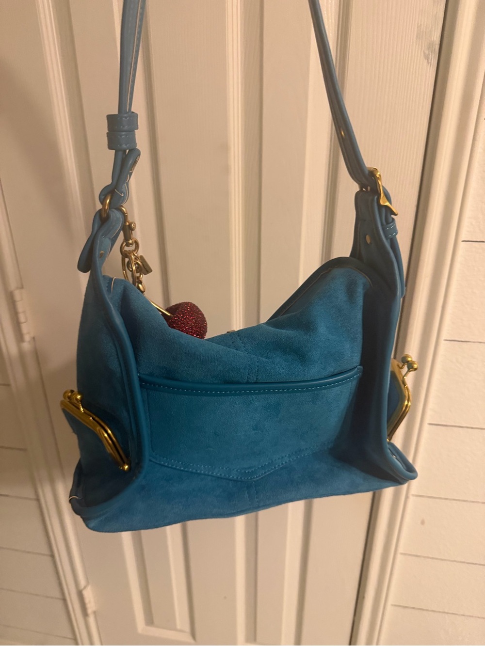 Vintage Y2K hobo style Blue suede bag - Picture 3 of 8